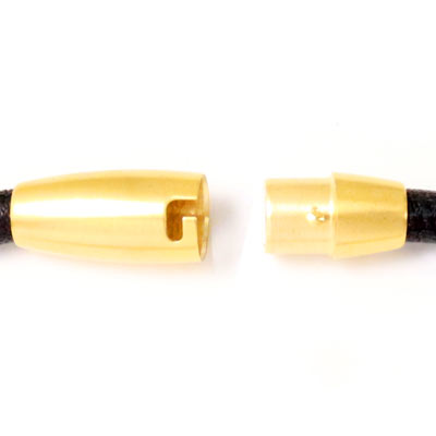 Magnetic clasp, frosted torpedo-shaped, locking, golden steel, 8mm, 1pc.