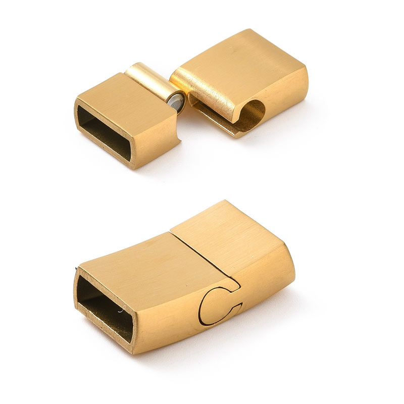 Magnetic gold plated steel clasp, slide lock, hole: 10x3mm, 1pc