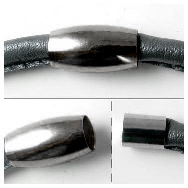 Magnetic jewelry clasp, gun metal, simple with cap, 8mm, 1pc.
