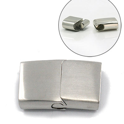 Magnetic frosted steel clasp with slide lock, hole 16x5mm, 1pc