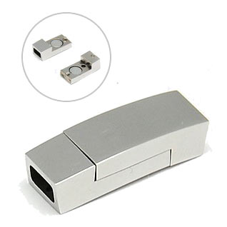Magnetic clasp for jewelry, shiny steel, 24x8x6 mm, hole size 6x3mm, 1pc
