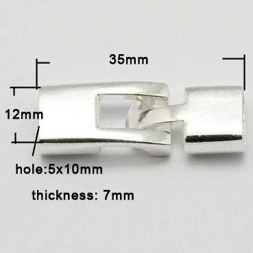 Clasp, hook-style, glue-in end, Silver-plated brass, 35mm., 1pc.