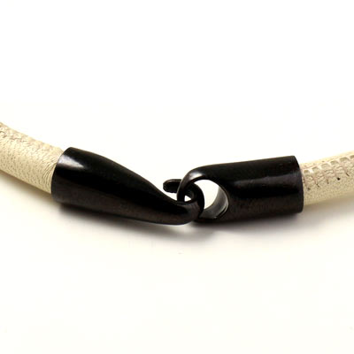 Clasp, hook-and-eye, black stainless steel, glue-in end 6mm, length 36mm, 1 set