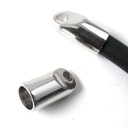 Cord end with integrated eye, steel, hole size 5mm, 2pcs