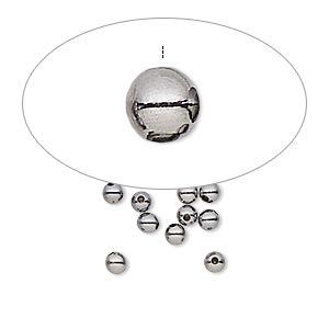 Half-drilled bead, cord end, black brass, 3mm. 6pcs.