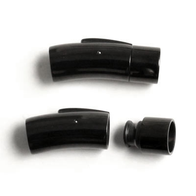 Bayonet clasp, black steel, curved, glue-in end 10/8mm., 1pc