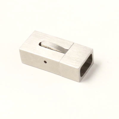 Click clasp, frosted stainless steel, 23x12x6mm, hole 10,5x3 mm, 1pc.
