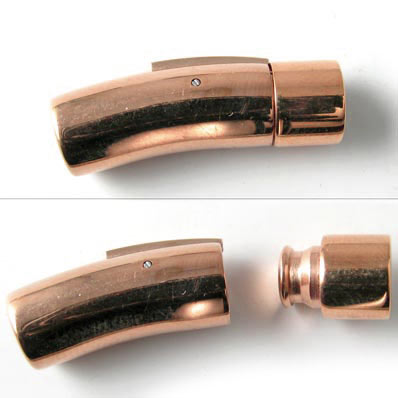 Bayonet clasp, rose gilded steel, 7/5mm, 1pc.