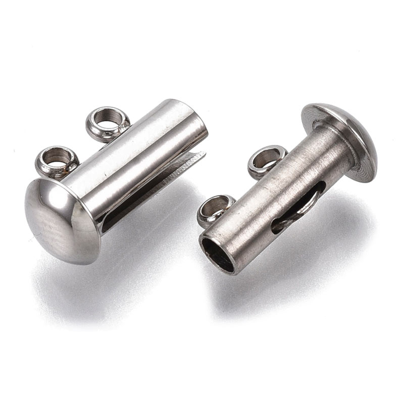 Sliding clasp for multiple necklaces, 2 strands, durable STEEL, 15x6,5 mm 1 pc.
