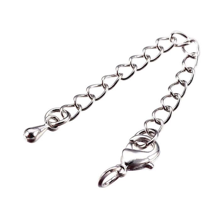 Lock set, chain extender and lobster clasp, steel, 1 pc