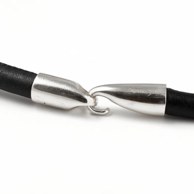 Clasp, hook-and-eye, stainless steel, glue-in end 8mm, length 42 mm, 1 set