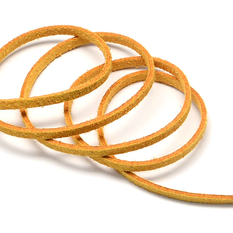 Suede, artificial, orange yellow, 3x1.4mm, 2 meter