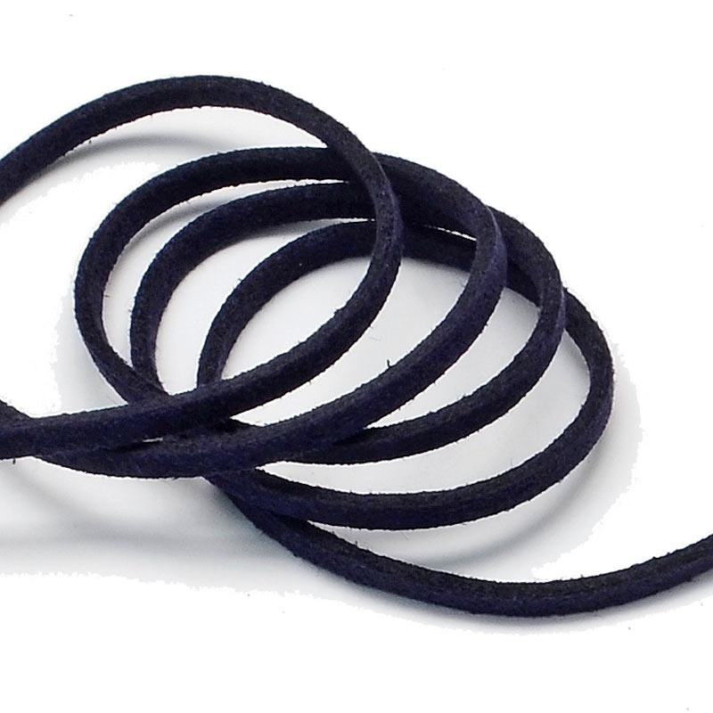 Suede, artificial, dark blue, 3x1.4mm, 2m
