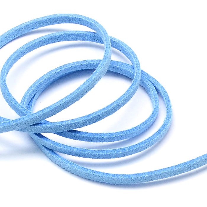 Suede, artificial, light blue, 3x1.4mm, 2 meter