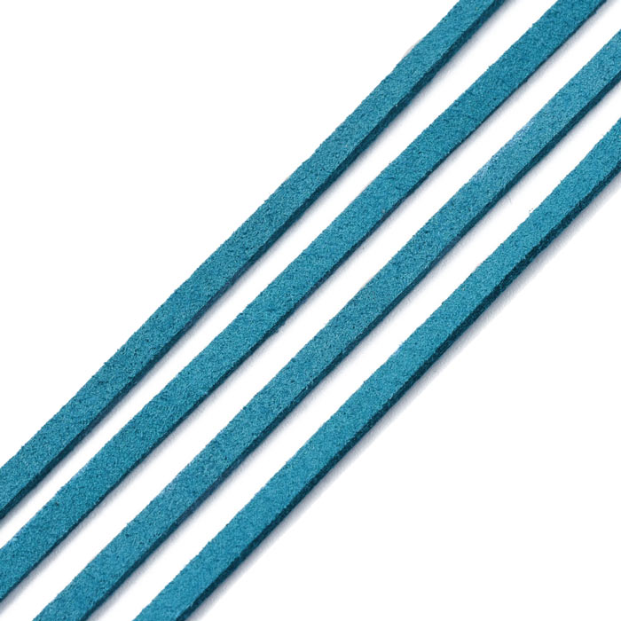 Suede, artificial, steel blue, 3x1.4mm, 2 meter