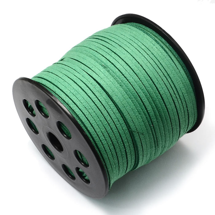 Suede, artificial, sea green, 3x1.4mm, 2 meter