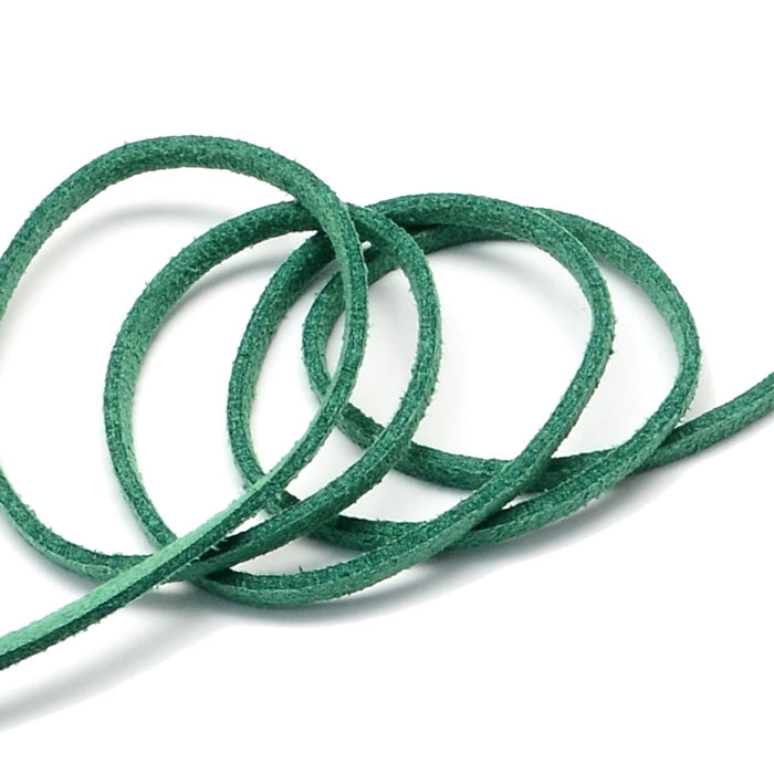 Suede, artificial, sea green, 3x1.4mm, 2 meter