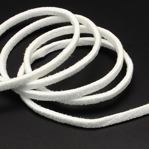 suede (artificial), white, 3x1.2mm, 2 meters