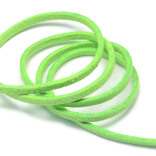 Suede, artificial, green, 3x1.4mm, 90 meter