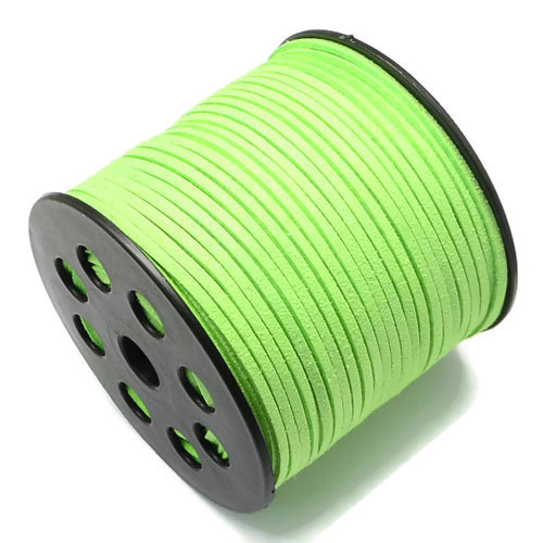 Suede, artificial, green, 3x1.4mm, 90 meter