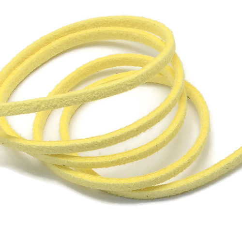 Suede, artificial, yellow, 3x1.4mm, 2 meter