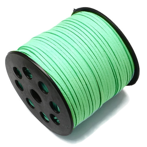 Suede, artificial, turquoise green, 3x1.4mm, 90 meter