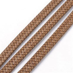 Leather cord, flat braided, dark sand, high quality, 12x6 mm, per 25cm