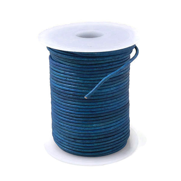 Leather cord, antique blue, 1mm, 2m