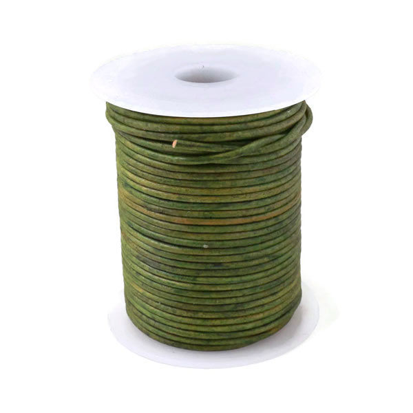 Leather cord, antique army green, 1.5mm, 2m