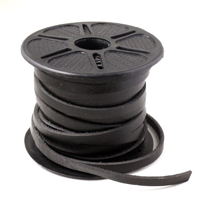 Leather cord, black, 5mm, 1 meter