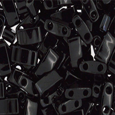 Miyuki half Tila bead, opaque, shiny black, 5x2,3mm, 5gr. ca. 120pcs