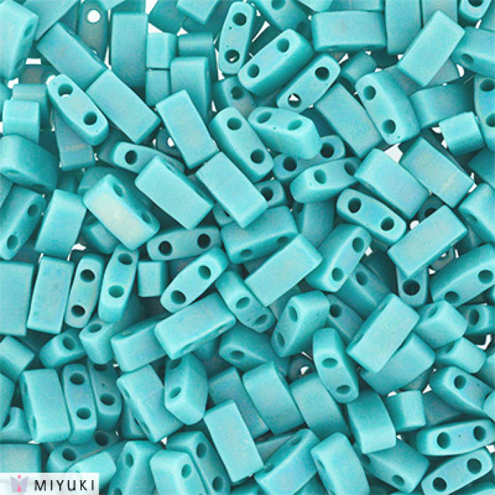 Half-Tila bead, opaque, light turquoize, rectangular shaped, 5x2.3mmm 5gr, 130pcs.