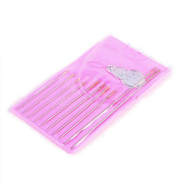 Sewing needle set, 10 iron needles, lengths from 51 to 75 mm, thicknesses 0.8-1mm, 1 set.