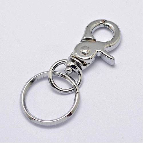 Key ring with lobster claw clasp and swivel eyelets, nickel-free metal, 2 pcs
