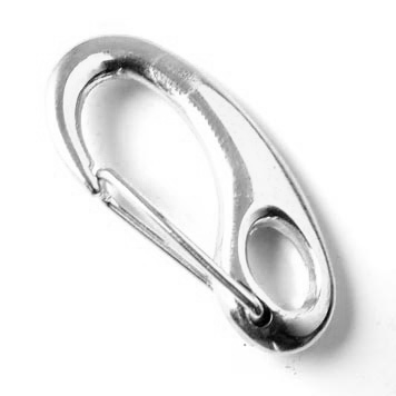 Key hasp/self-closing lobster claw clasp, silver-plated, 26x12mm, 1pc.