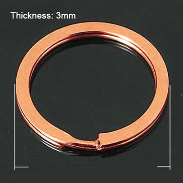 Split ring for keys, rose-gilded stainless steel, 32x3mm, 1pc.