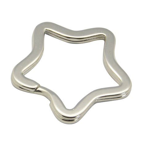 Keyrings, large star, platinum coloured, 31mm, 2pcs.