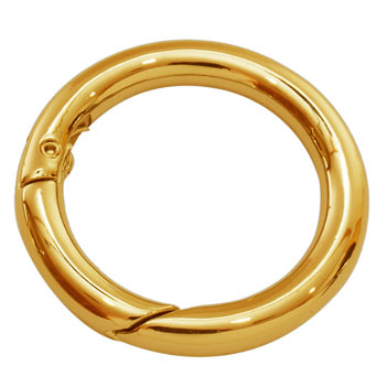 Ring clip clasp for keys, self-closing, gilded steel, 24mm, 1pc.