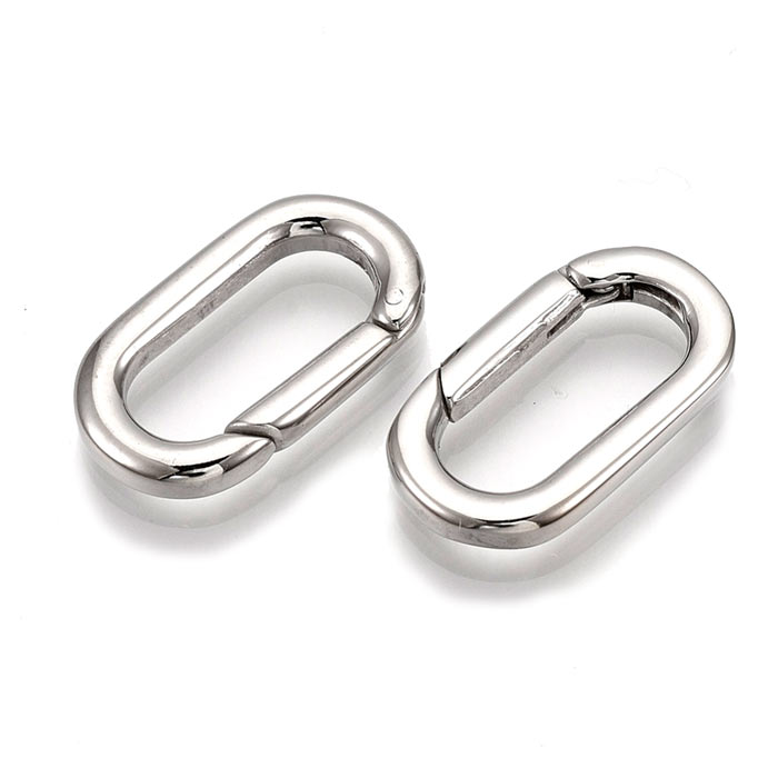 Oval clip clasp for keys, self-closing hook, oval, steel, 22,5x13x3mm, 1pc.