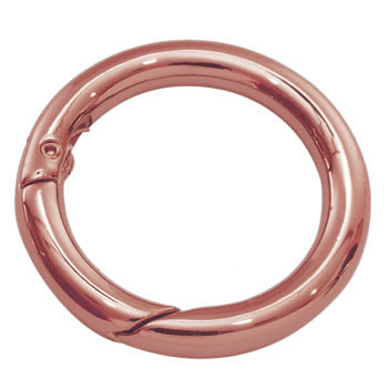 Ring clip clasp for keys, self-closing hook, rose gilded, 24mm, 1pcs.