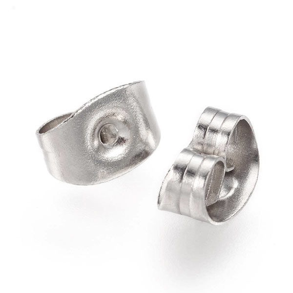 Earnuts for earstuds, stainless steel (allergy friendly), hole size 0.7-0.8 mm, 100pcs