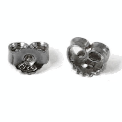 Earnuts for earstuds, black sterling silver, hole size 1mm, 1 pair.