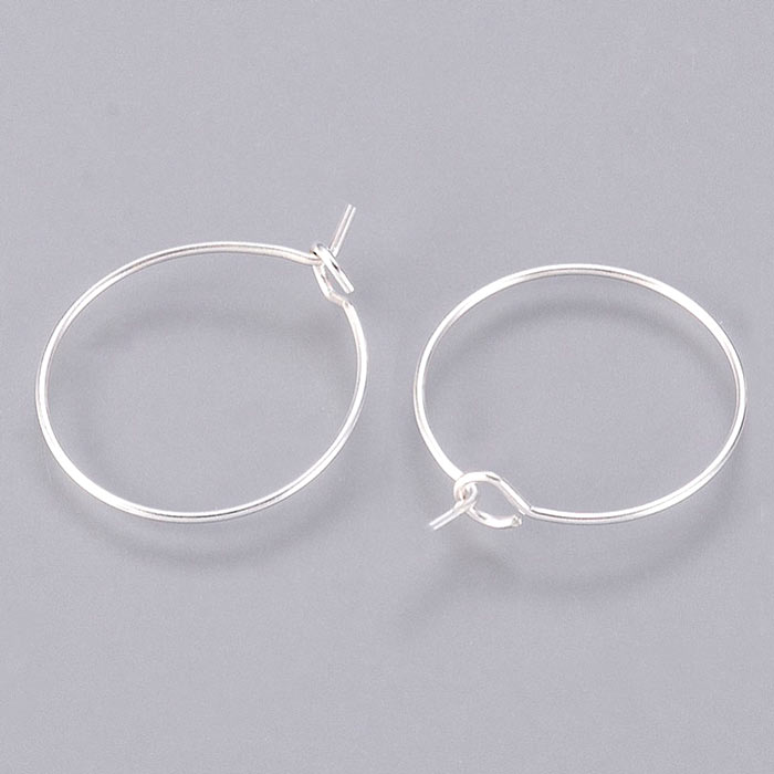 Hoop earring, bulk purchase, silver-plated brass, 15x0.7mm 100pcs