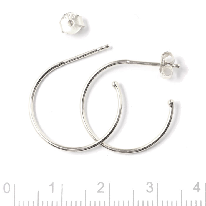 Earstuds, open arch, Sterlingsilver, diameter 20mm, 2pcs