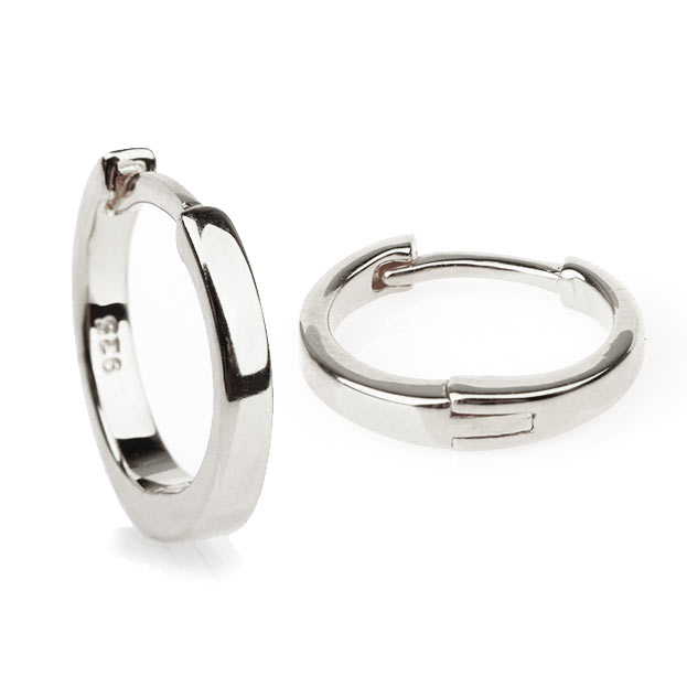 Hinged hoop, simple, silver, 13x2 mm, 2 pcs.