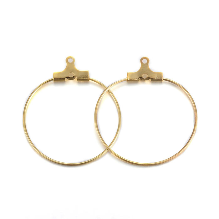 Hanging hoop earring, gilded steel, 25x0.7mm, 6pcs