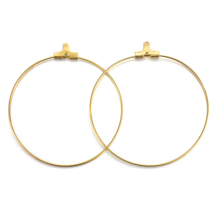 Hanging hoop earring gilded steel, 45x0.7mm, 2pcs.