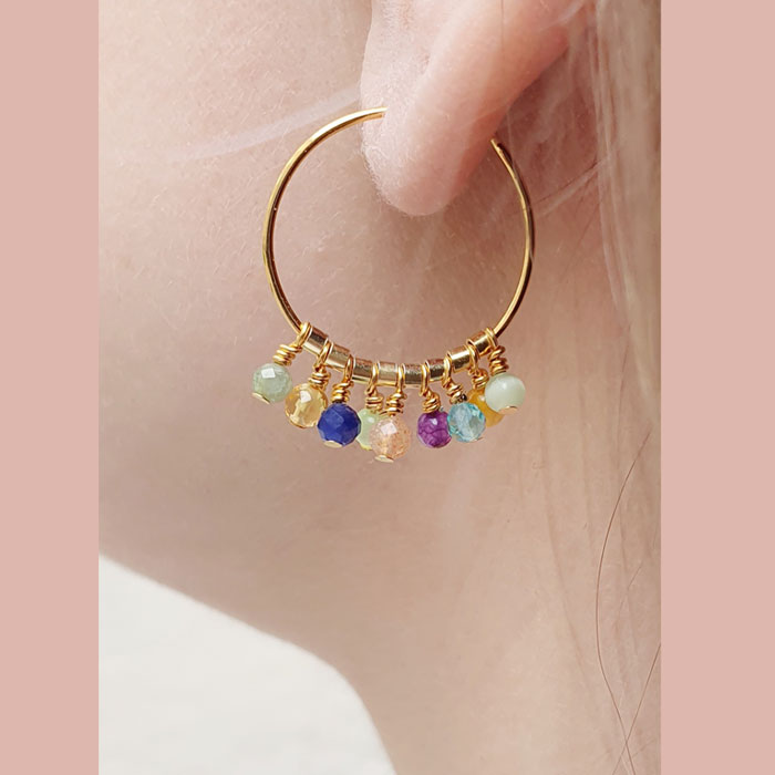 Hoop earring, gilded sterling silver, 20x0.8mm, 2pcs.