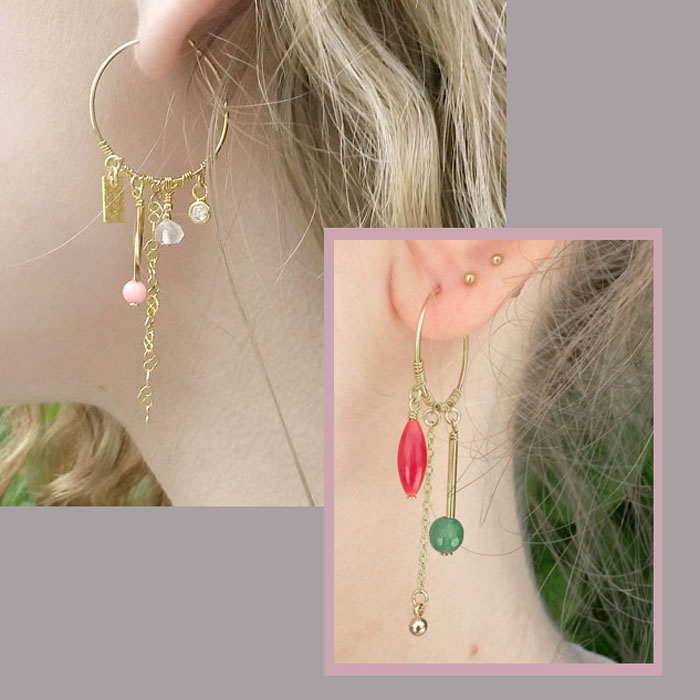 Hoop earring, gilded golden sterling silver, 30x0.8mm, 2pcs