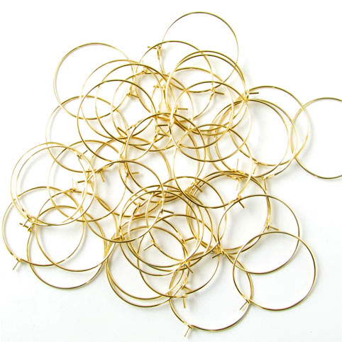 Bulk purchase. Hoop earring, gilded steel, 20x0.7mm 100pcs